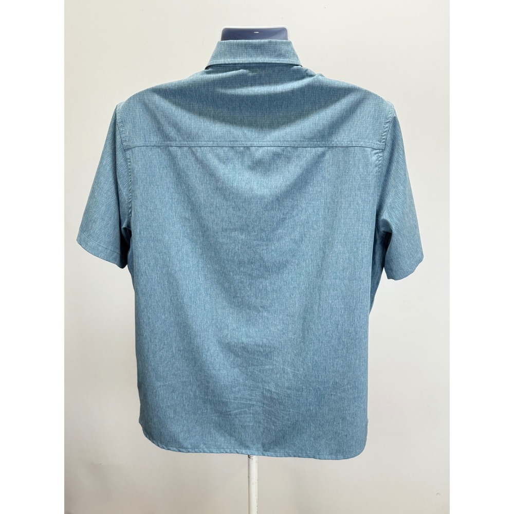 Spyder Mens Short Sleeve Button Down Shirt Blue Heathered Outdoor Active Top - Picture 4 of 12